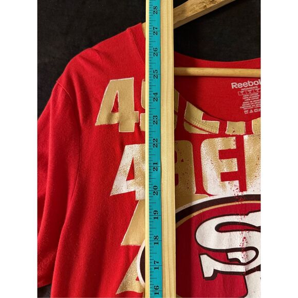 Y2K Reebok 49ers Women L NFL Top Red Gold VNTG Long Sleeve Graphic Football Tee - Picture 7 of 11